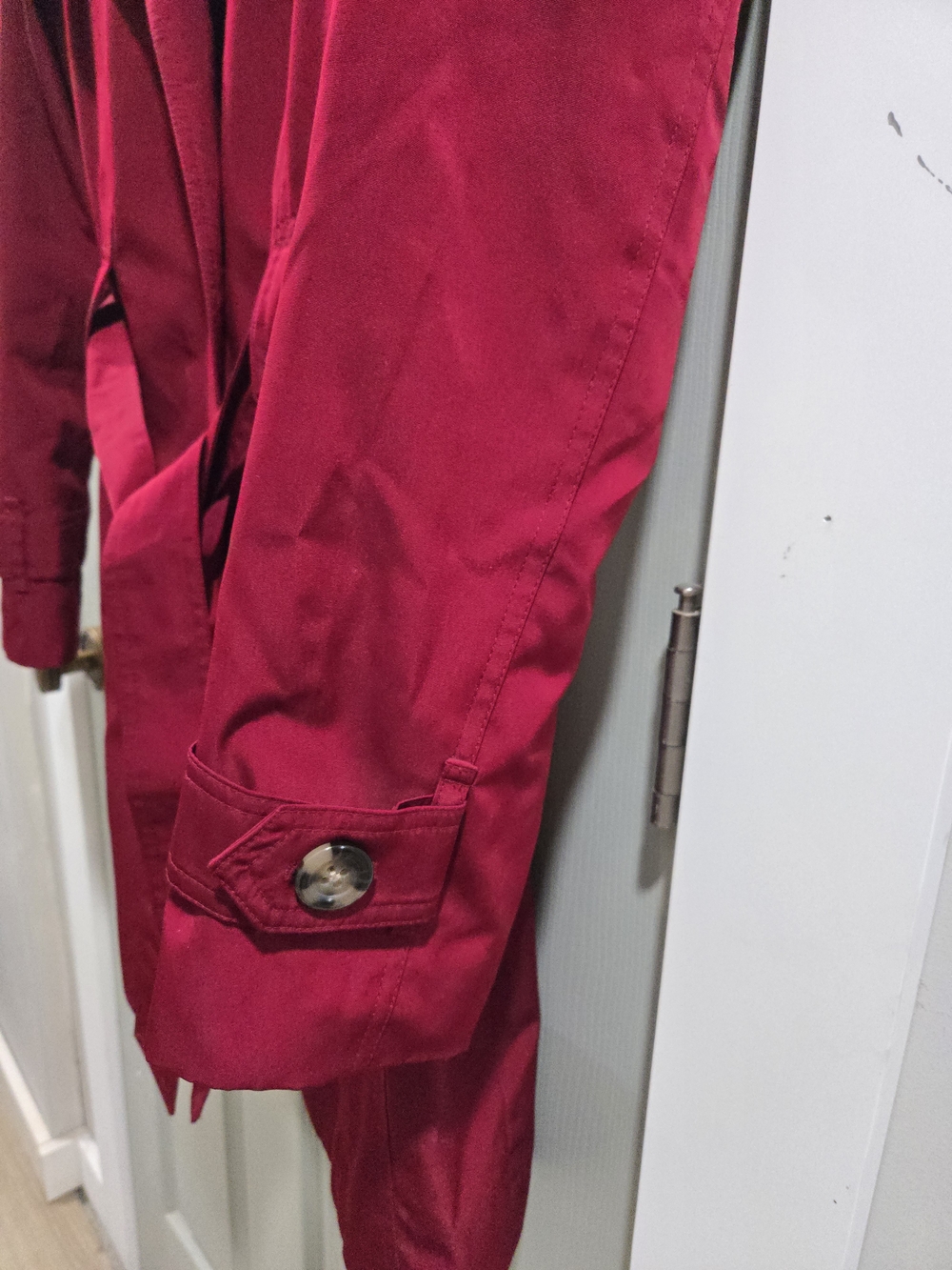 London Fog Womens Wine Red Trench Coat with Belt And Hood - Picture 4 of 10